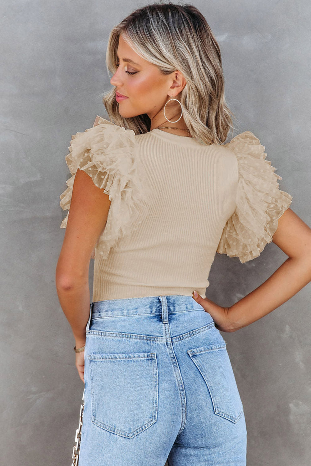 Ruffle Sleeve Knit Top