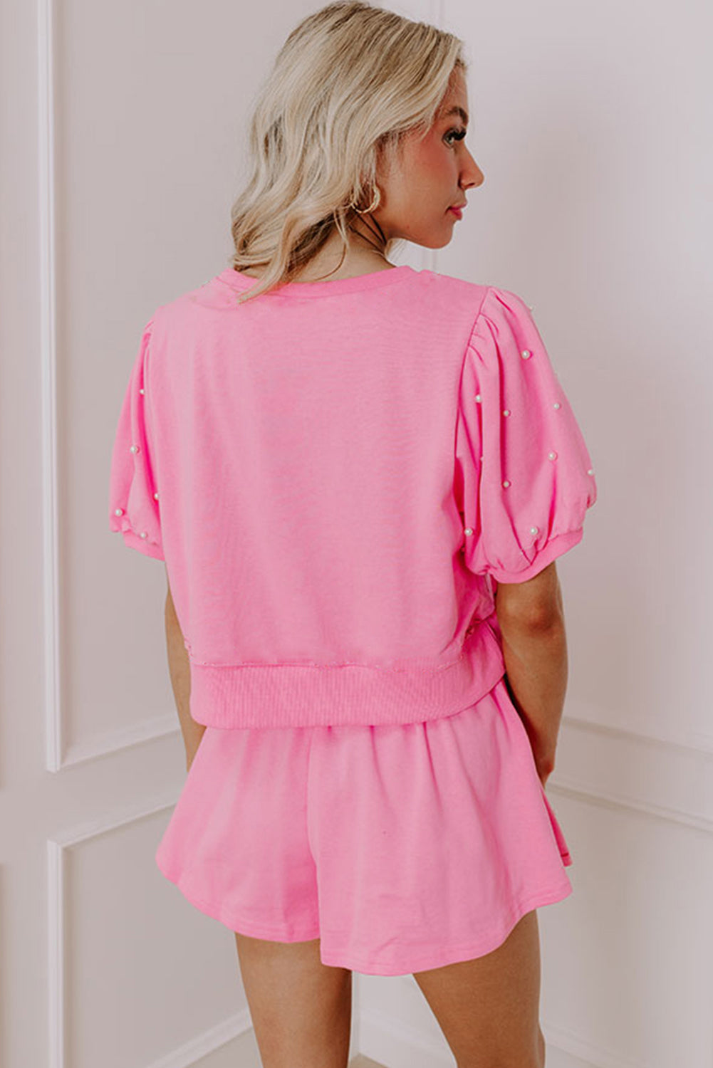 Pink Contrast Bow and Skort 2pcs Set
