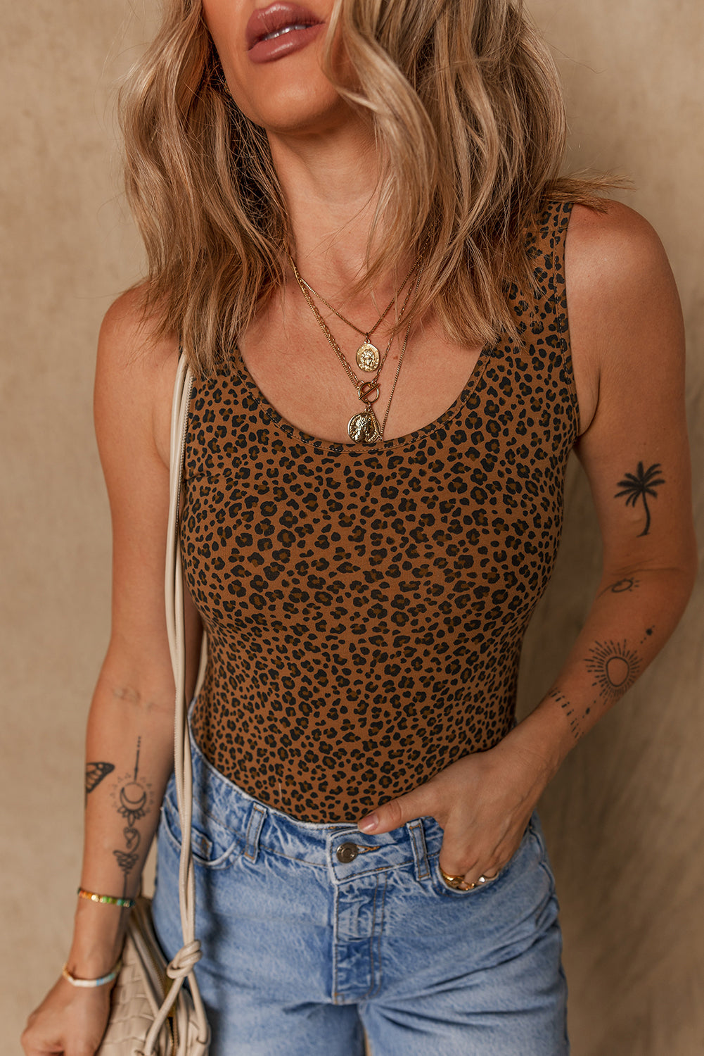 Brown Leopard Printed Bodysuit